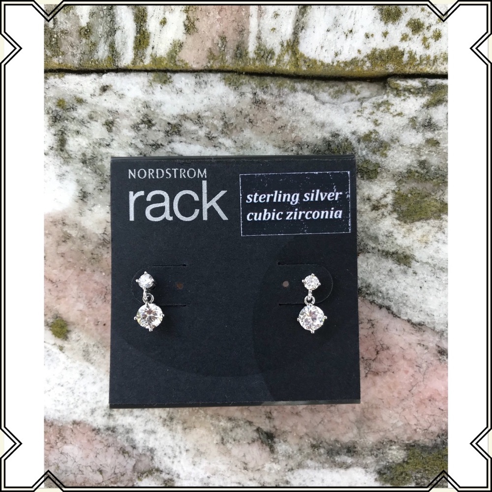 Sterling Silver CZ Dangle Studs